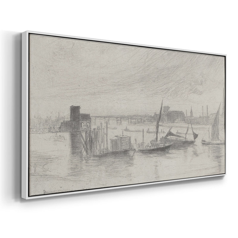 Série nautique-CCVVIV- Toile tendue avec châssis tendue, prête à être accrochée, H 17 po x l 33 po, Blanc