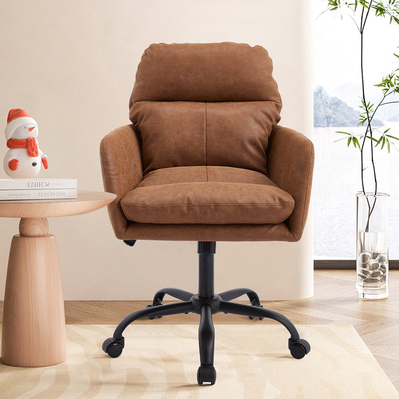 Artificial Leather, PU Leather, Black Base, Adjustable In Height, Suitable For Office, Bedroom, Dressing Table And Other Environments. An Office Chair.Green