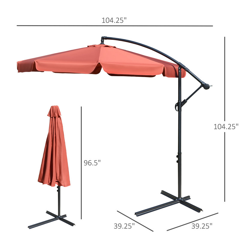 Parasol en porte-à-faux 104,25 po Fazil, Rose