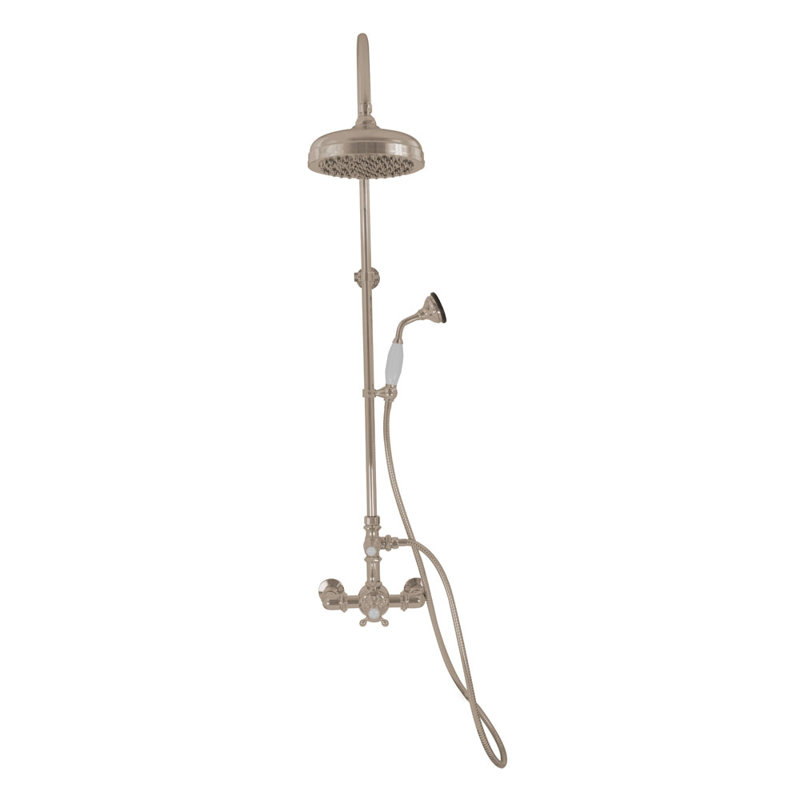 Exposed Thermostatic Shower System 36" Wall Mounted with 1.75GPM Handshower and Lever/Cross Handles, Polished Nickel