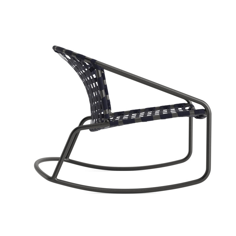 Kantan Outdoor Lounge Chair, Textured Pewter/Marine Suncloth Lace