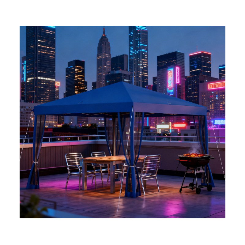 Height Adjustable Pop Up Canopy Tent,Instant Gazebo,Screen House Room With Carry Bag, Blue