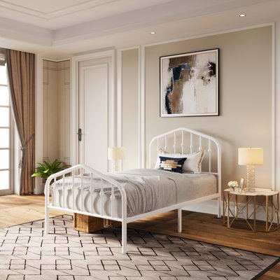 Fordingbridge Black Metal Platform Bed with Vintage-Style Headboard and Footboard