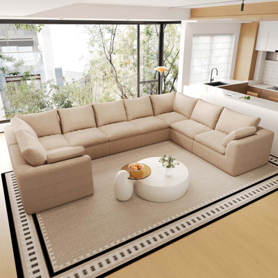 Upholstered 167.4 " Linen U-Shaped Sectional