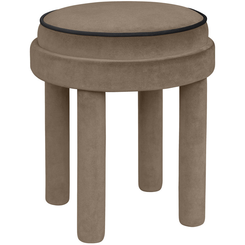 Repose-pieds / tabouret en velours taupe Velin, Velours taupe