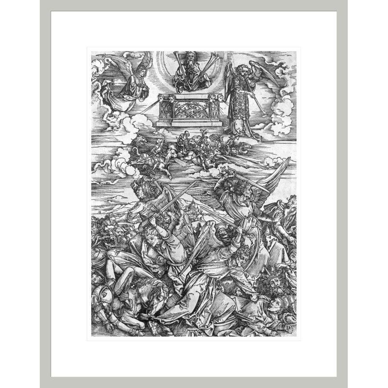 Scène de l'Apocalypse, les quatre anges vengeurs, édition Latine par Albrecht Dürer, impression giclée encadrée