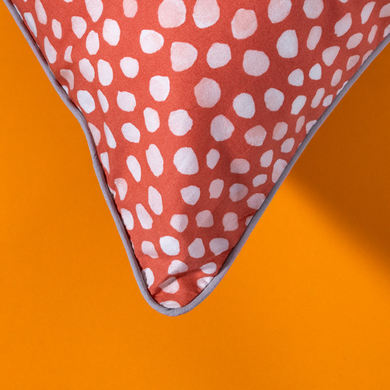Cotton Duvet Cover with Pillowcases Included, Double - 2 Standard Pillowcases, Orange, Polka Dots