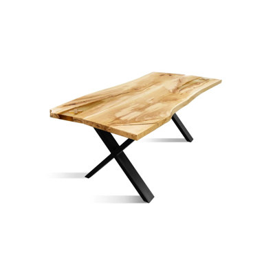 Wolcottville Solid Wood Top Metal Base Dining Table