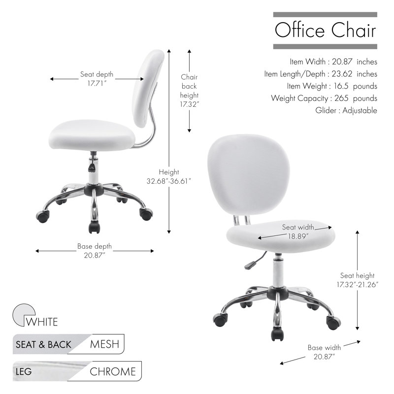 Devian Mesh Office Chair with Chrome Base, White