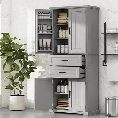 Armoire de rangement multifonctionnelle avec 2 tiroirs, glissières et tablette réglable