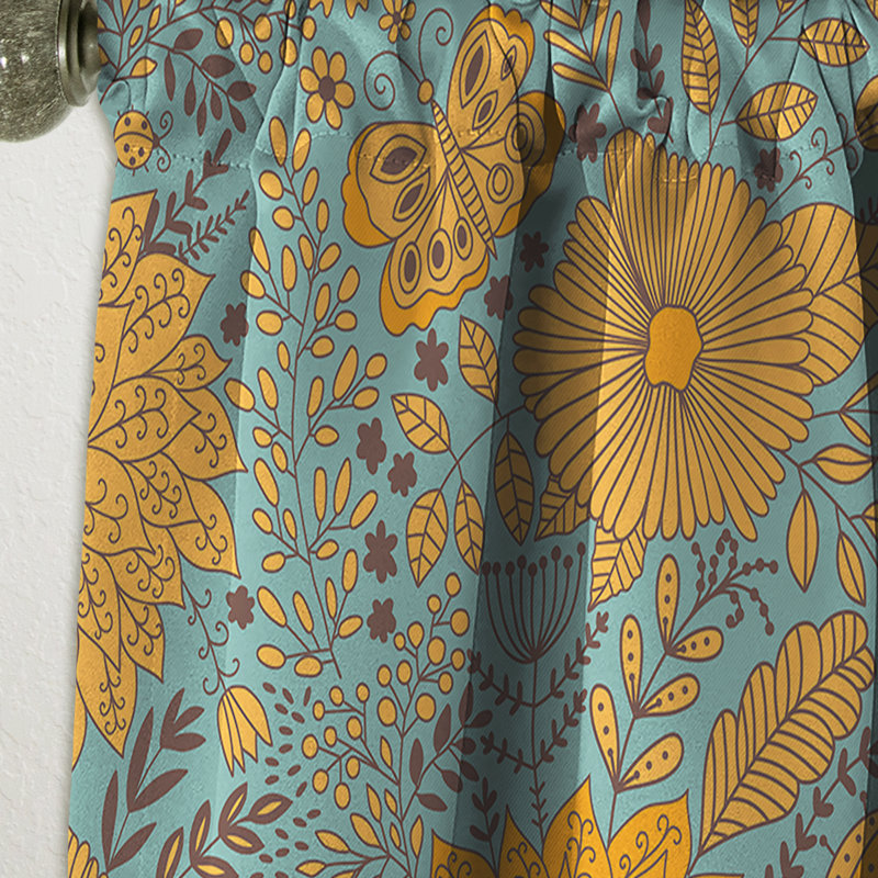 Motif floral de texture botanique - panneau de rideau occultant bohème floral et éclectique, L 52 po x L 63 po