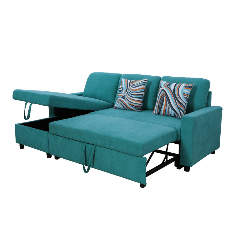Canapé-lit modulaire réversible de 83 po Sebella, Mélange de lin vert