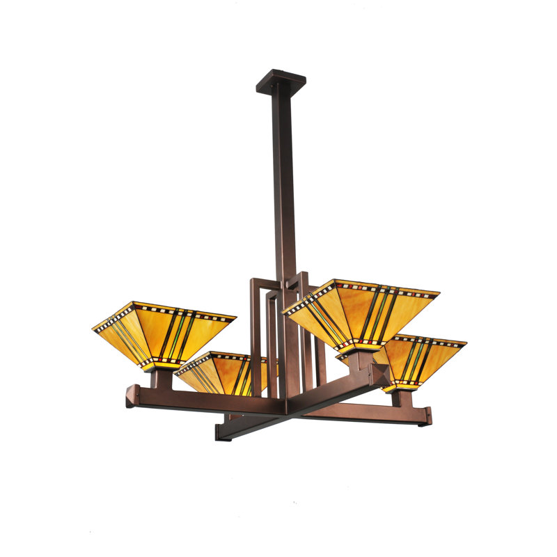 Lustre classique à 4 lumières avec abat-jour Matney, H 46 po x l 42 po x P 42 po
