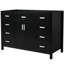 Meuble-lavabo de 47 po seulement, 2 portes à fermeture douce, 8 tiroirs, conception classique, finition noire et pin, poignées en aluminium, support réglable pour les surfaces inégales