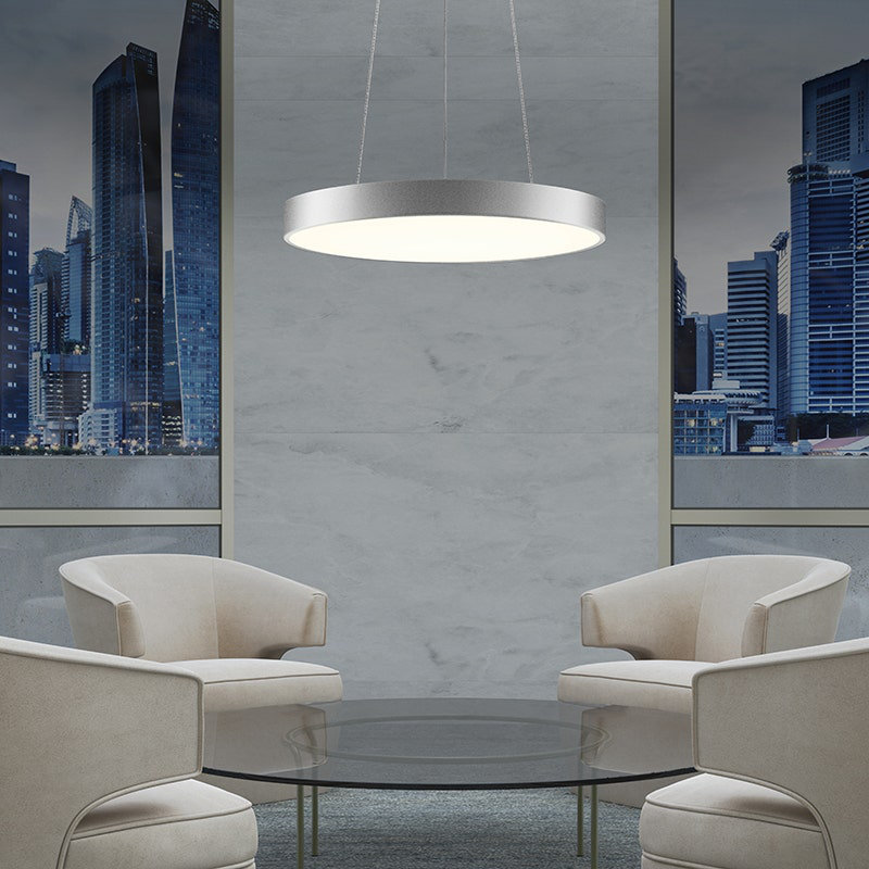 Pi 1 - Light LED Pendant, 2.25" H x 23.75" W x 23.75" D, 3500K, Bright Satin Aluminum