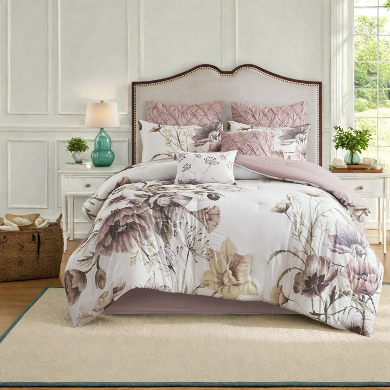 Ensemble de literie en coton 8 pièces, hypoallergénique et certifié Oeko-tex, Blush Cal King