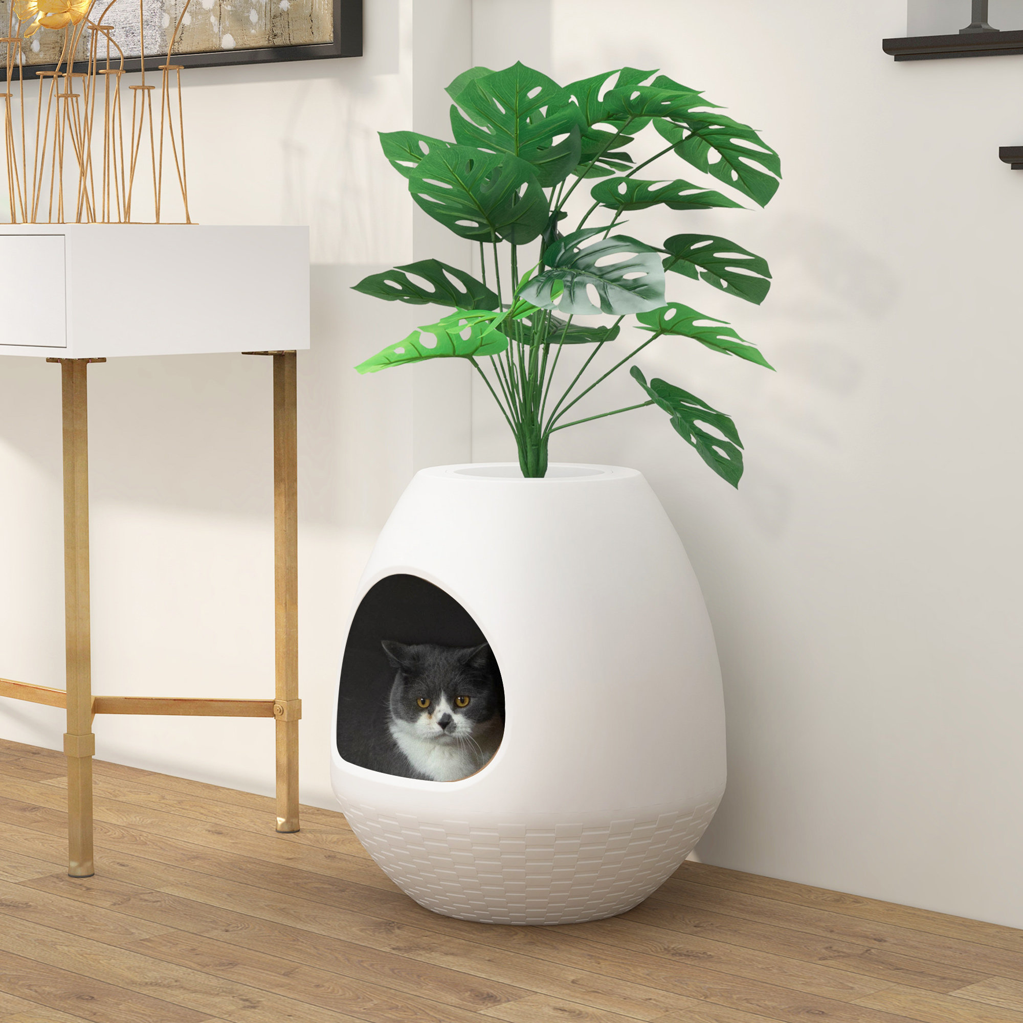 Tucker Murphy Pet™ Eggloa6 Hidden Litter Box Plant Litter Box