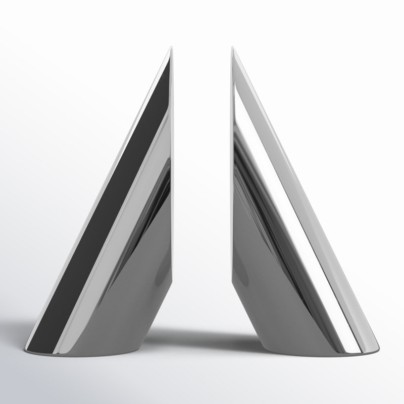 Silver Glass Pyramid Shaped Non-Skid Bookends, Set of 2