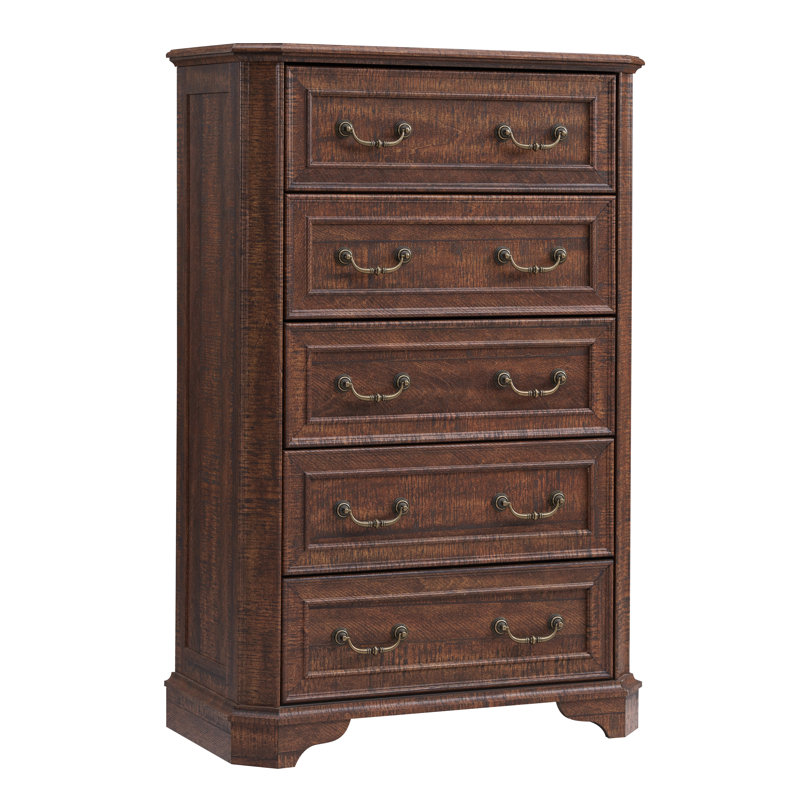 Theron 5-Drawer Manufactured Wood Tall Chest , Reclaimed Barnwood