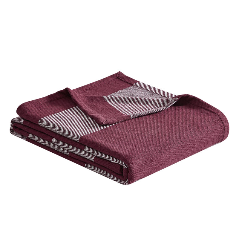 Eddie Bauer Boylston Stripe Cotton Reversible Blanket, Twin, Blue/Gray