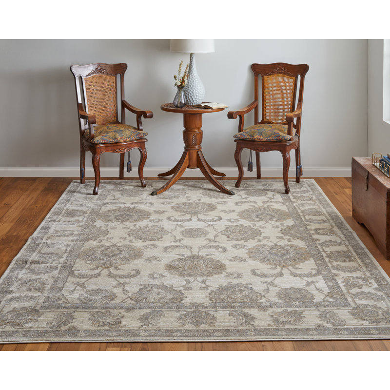 Viscose Floral Indoor Rug, Rectangle 7'9" x 10'