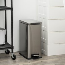 Home Zone Living 18.5 gal. Stainless Steel Step-On Kitchen Trash Can with Dual Compartments and CleanAura Odor Control, Silver