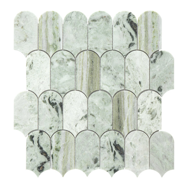 Jade Green Marble Feather Polished Mosaic Wall & Floor Tile