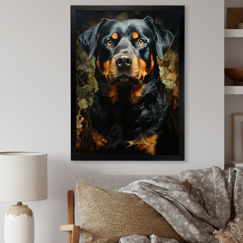 Rottweiler Resilience I sur toile, Cadre simple noir, H 40 po x l 30 po x P 1,5 po
