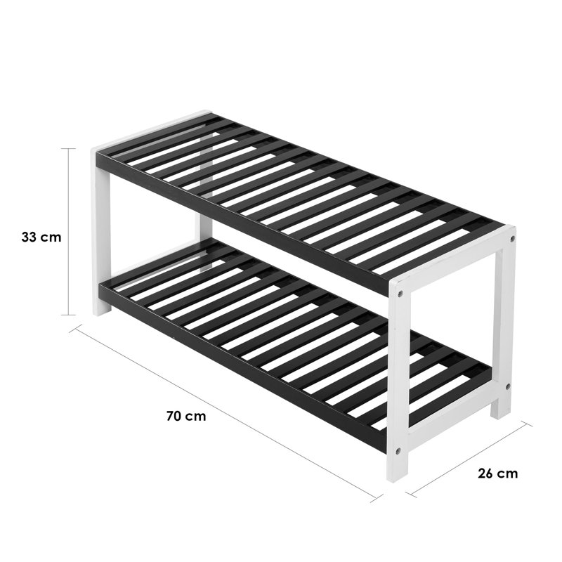 6 Pair Shoe Rack, Black/White