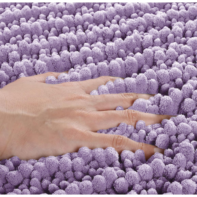 2 Piece Set Soft Cozy Plush Chenille Bath Mat Bathroom Rug, 20" W x 32" L, Lavender