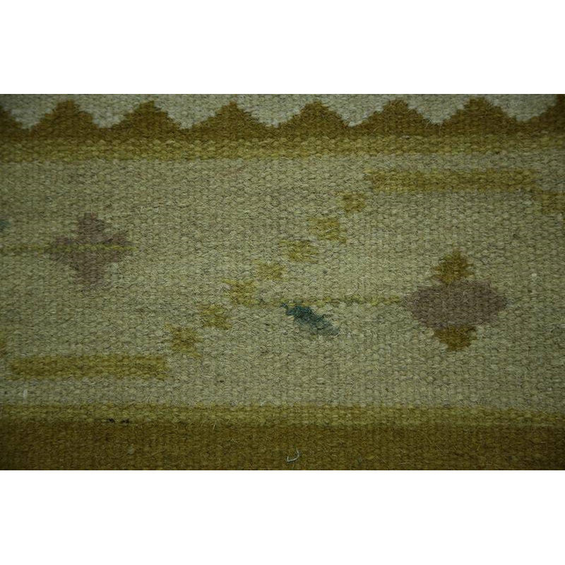Kilim géométrique fabriqué à la main en laine beige Tapis décoratif