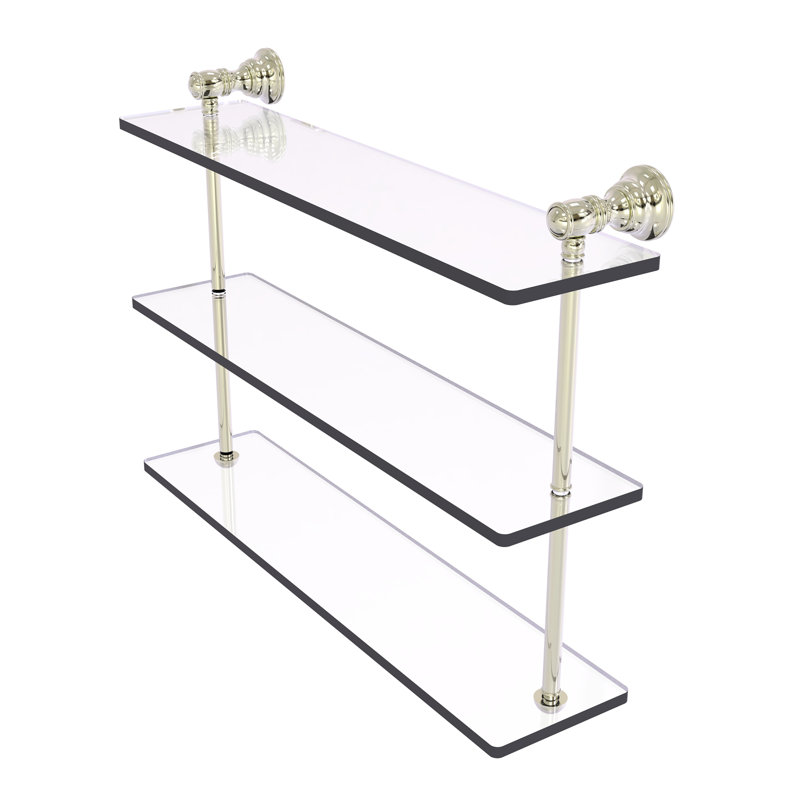 Freyja 3 Piece Glass with Towel Bar, 16" H x 22" W x 5.54" D, Polished Nickel