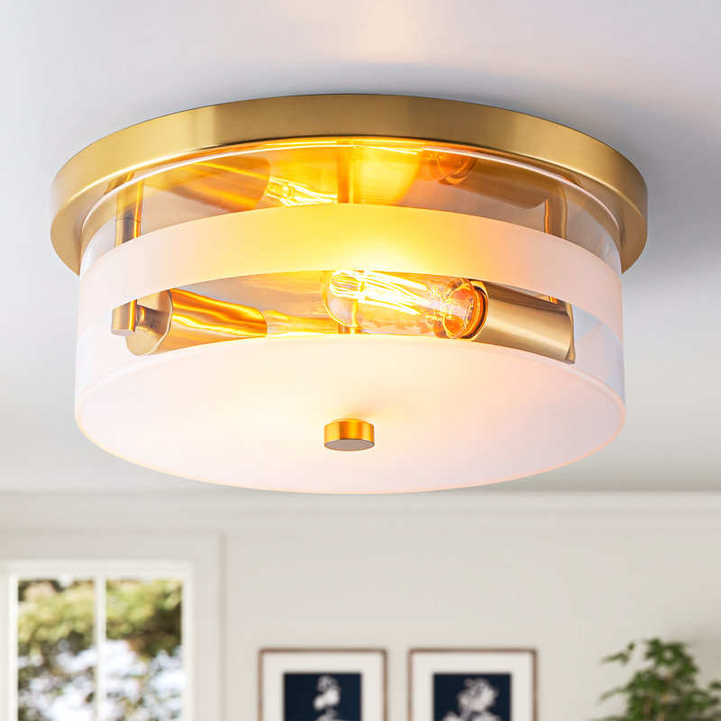Plafonnier encastré cylindrique moderne en verre 2 lumières 11,8 po