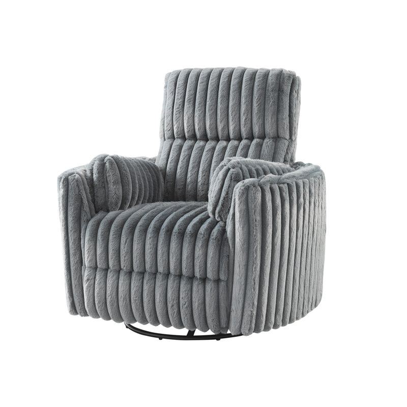 Power Swivel Rocking Recliner chair, Black Faux Fur