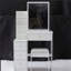 29.2" Small Space Left Bedside Cabinet Vanity Table + Cushioned Stool,Extra Large Right Sliding Mirror,Multi Layer High Capacity Storage,Practical Fashionable Dresser,Suitable for Small Space