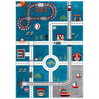 Hildreth Turquoise/Ivory Kid's Area Rug