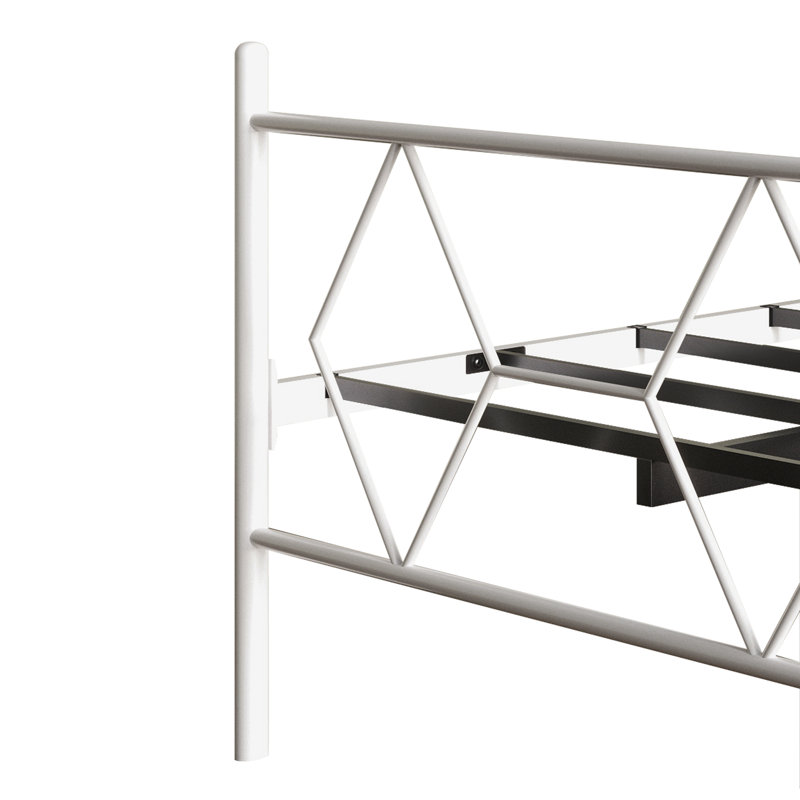 Lit plateforme en métal blanc, White, Queen