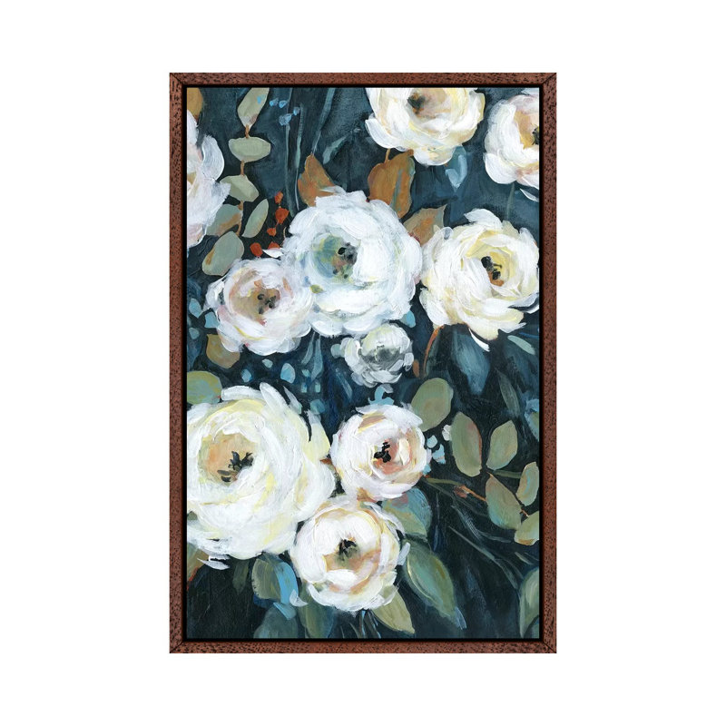 Moonlit Garden III by Carol Robinson - Painting on Canvas, 101.6 cm H x 66.04 cm W, Classic Brown Wood Framed