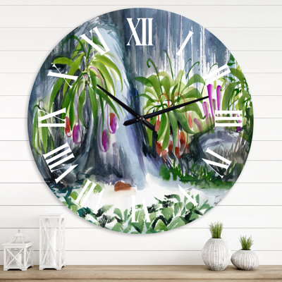 Tropical Plants Oasis - Farmhouse wall clock