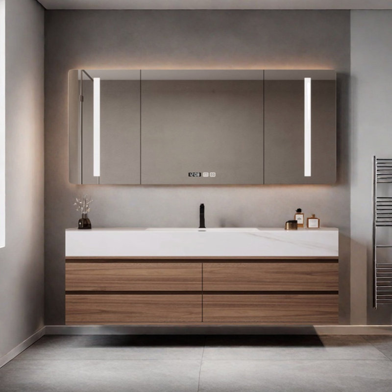 Modern minimalist style bathroom cabinet, 21.65" H x 59.06" W x 19.69" D