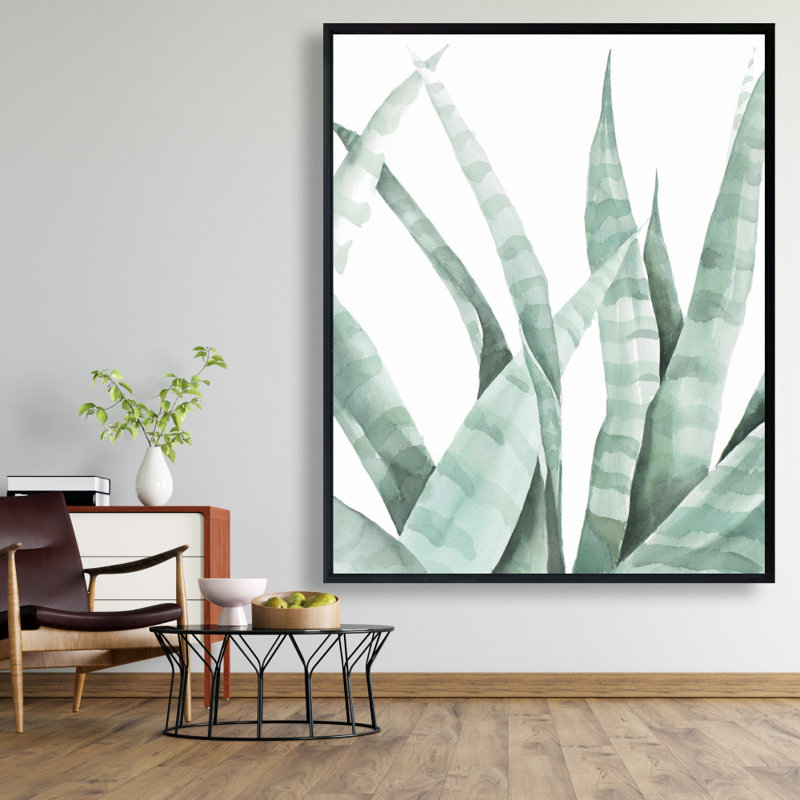 Watercolor Striped Desert Plant Print On Canvas