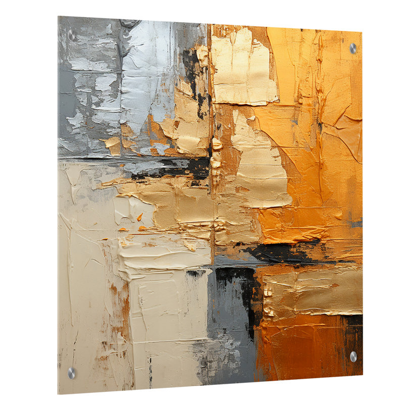 Corrine - Collages abstraits, art mural acrylique pour le salon, H 32 po x l 16 po