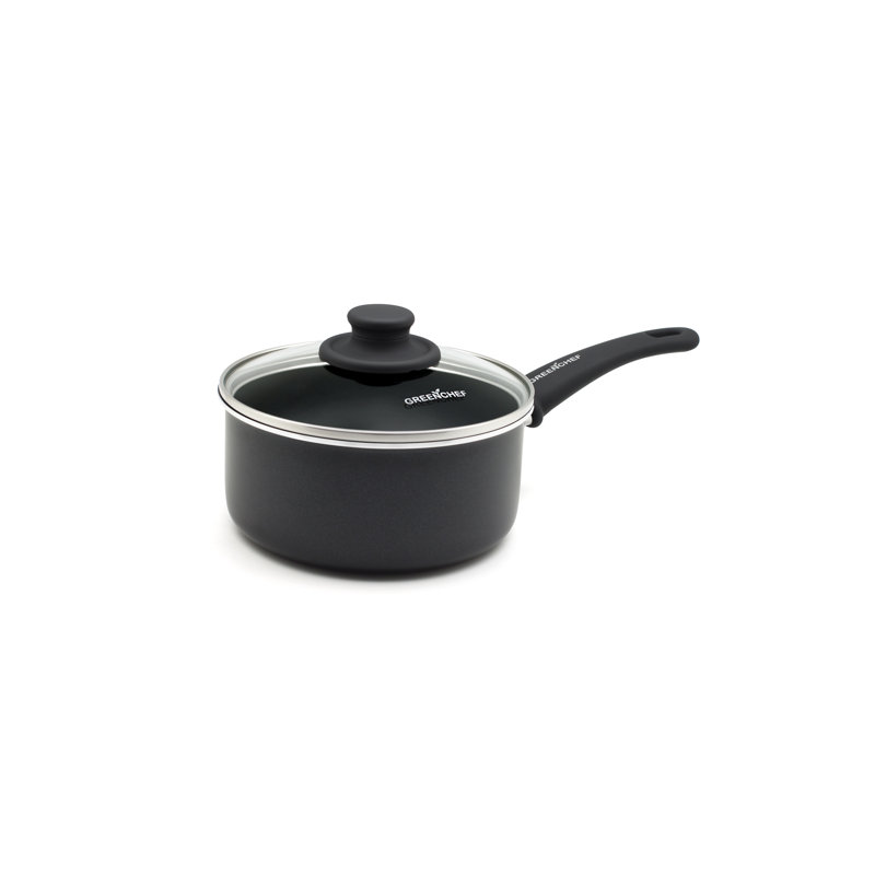 GreenChef Soft Grip Aluminium Non-Stick 3 Piece Saucepan Set with Lids
