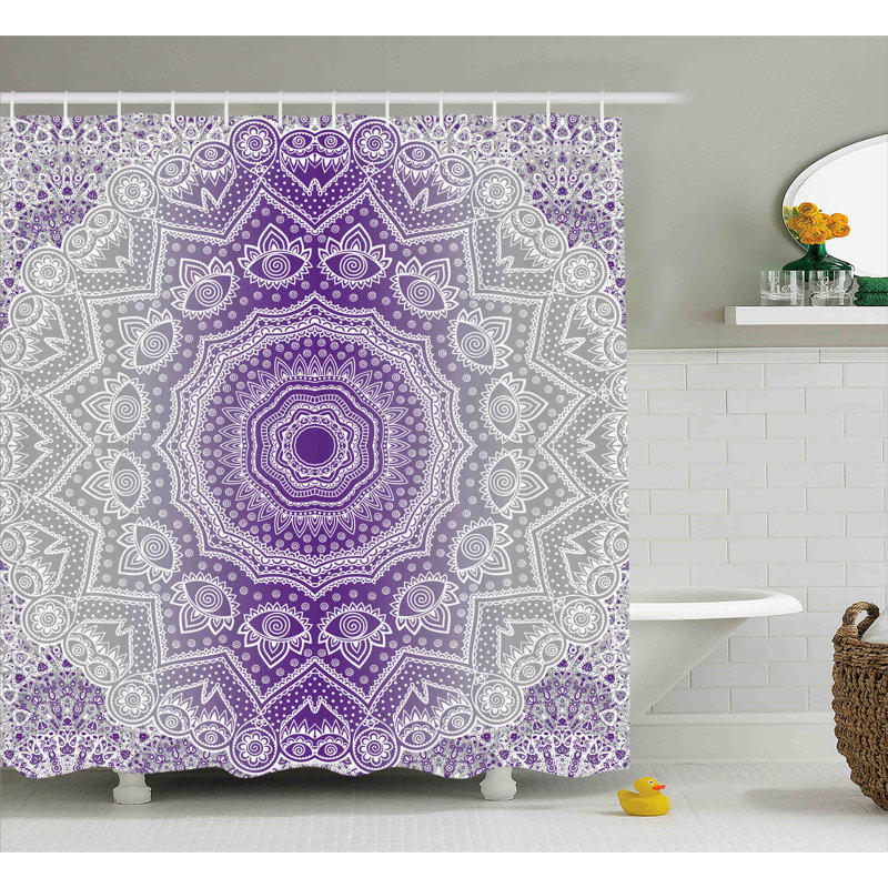 Rideau de douche Cormac Mandala, H 84 po x l 69 po, Mauve