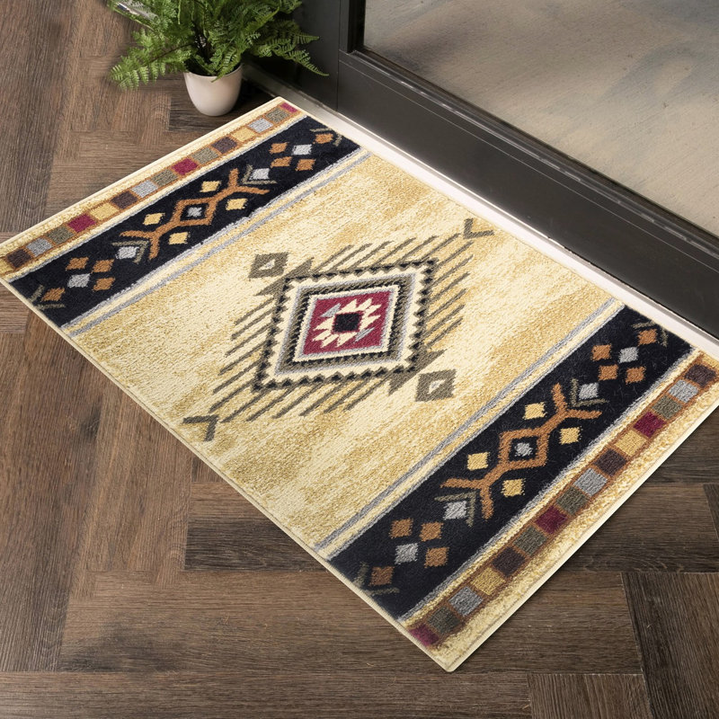 Design Cream Area Mat, Versatile Use Polypropylene Floor Rug, Fire, Rectangle 7'10" x 10'3"