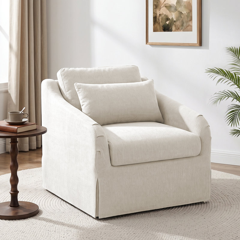 Fauteuil surdimensionné de 35 po avec deux coussins lombaires, Beige