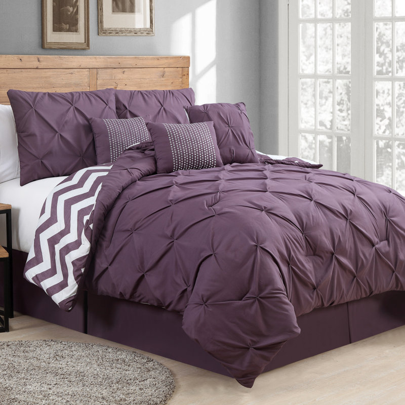 Polyester Comforter, King Comforter + 6 Additional Pieces, Plum