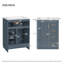 Meuble-lavabo autoportant moderne de 24 po avec lavabo central en céramique de 4 po, buffet de rangement à cadre en bois massif avec 3 tiroirs asymétriques et porte à fermeture en douceur (disponible en bleu et blanc)-129371876