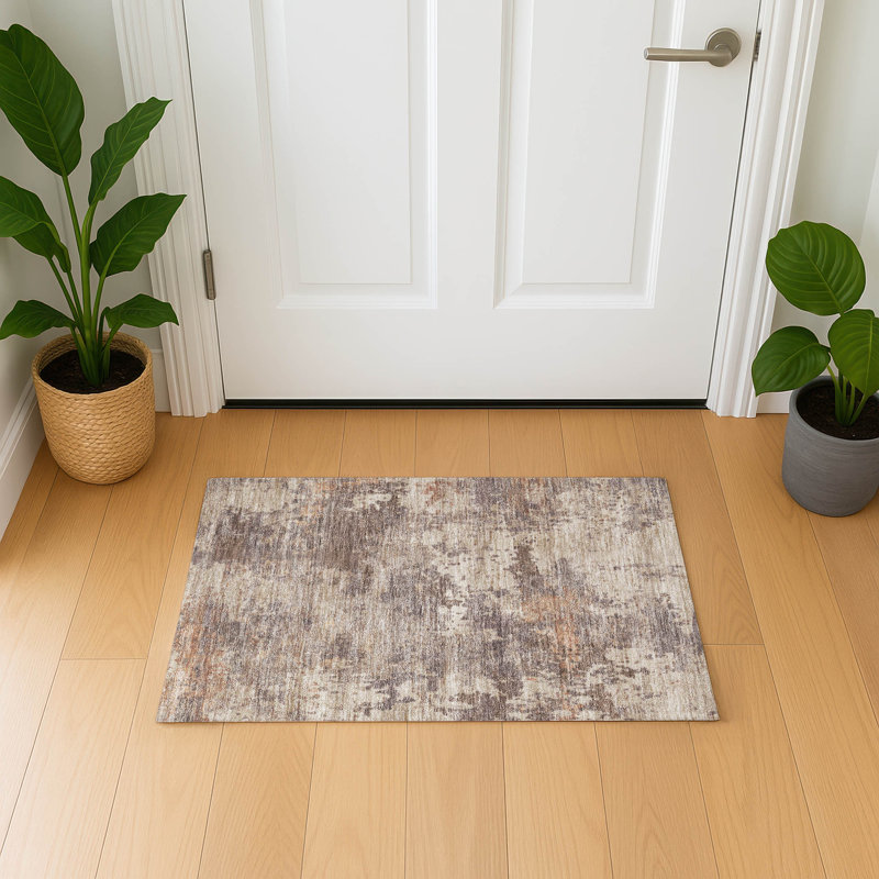 Premium Machine Washable Mayfield AMF2143 abstract Rug, 1'8" x 2'6", Brown