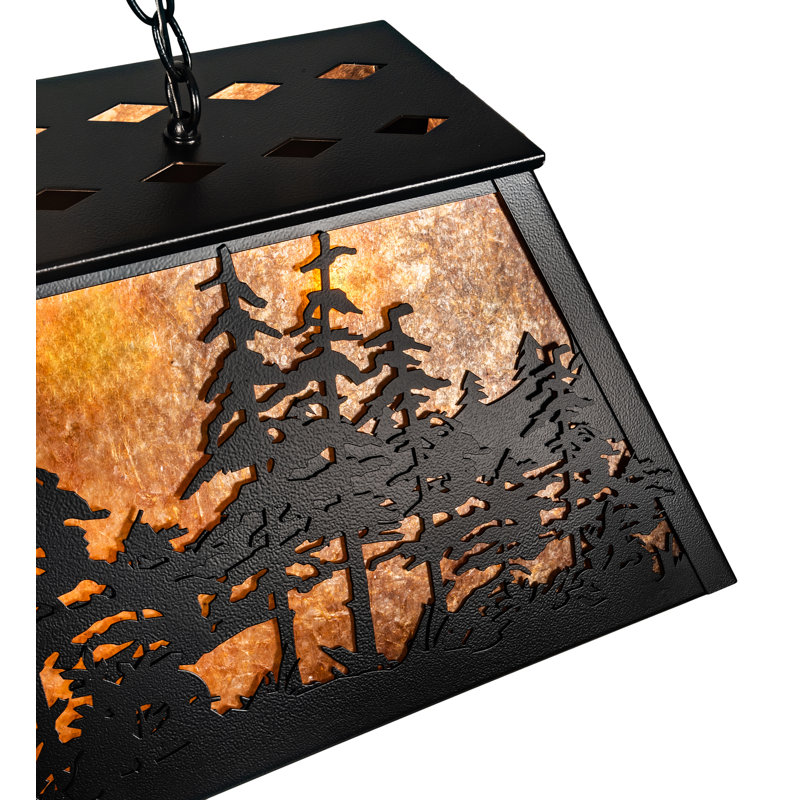 Luminaire suspendu long 48 po, H 43 po x l 48 po x P 17 po, Fer forgé noir satiné